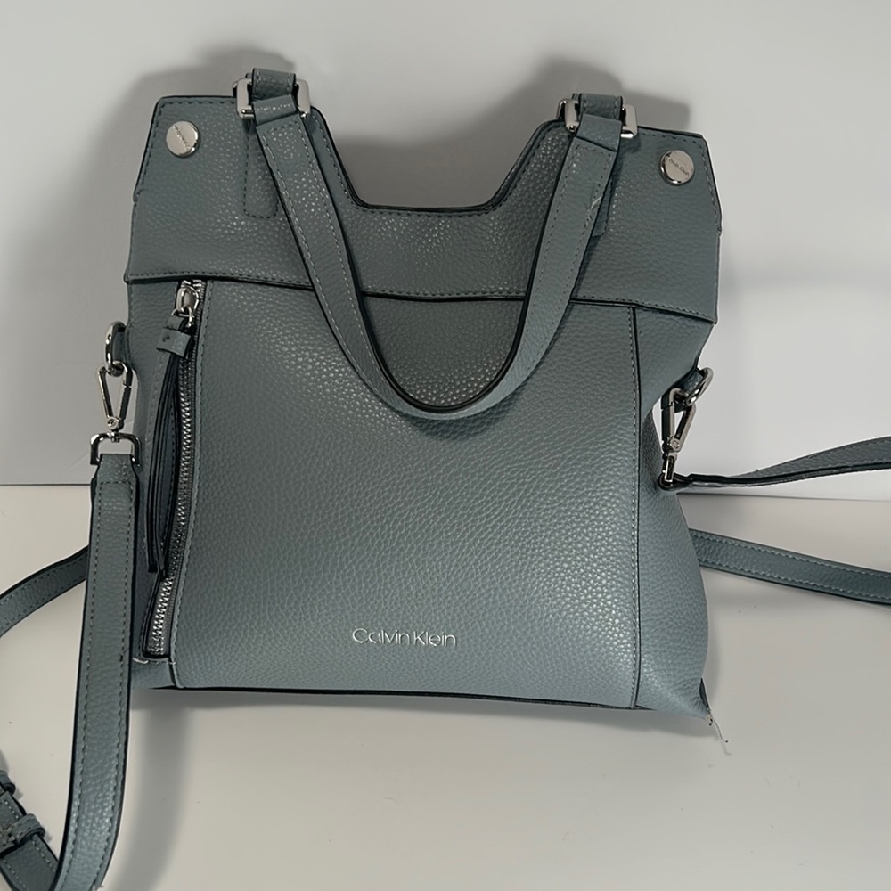 Calvin Klein gray blue tote/crossbody purse
